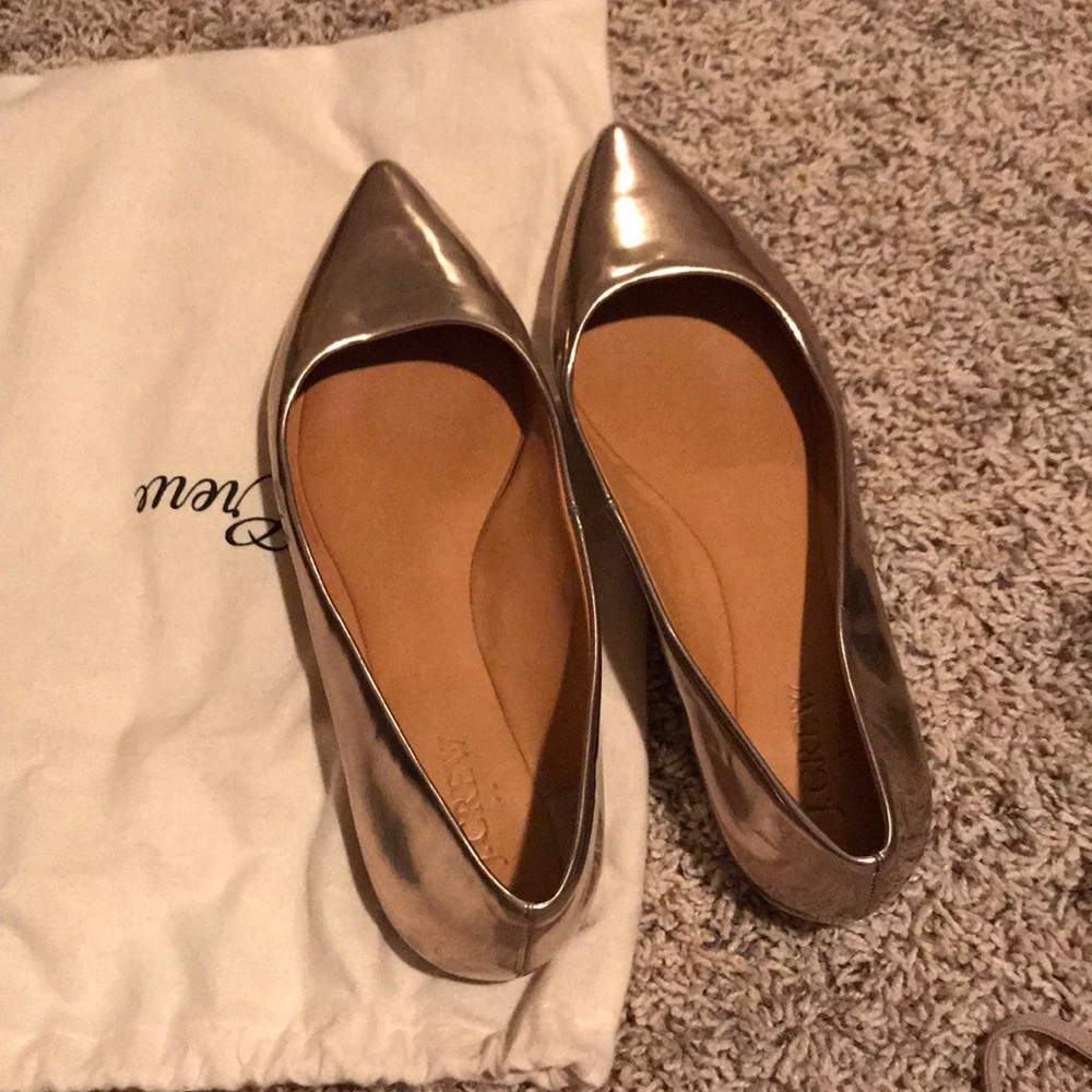 J crew gold metallic flats
